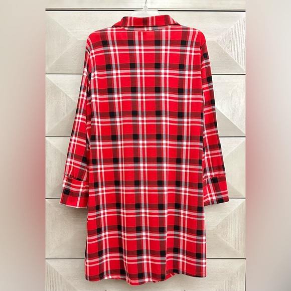 Next Question Red and Black Plaid Shirt Dress - Size 3X - Picture 2 of 5